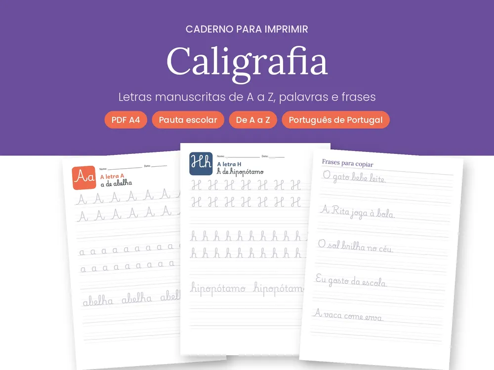 Handwriting Workbook (Portuguese script)
