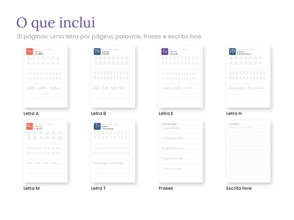 Caderno de Caligrafia: O que inclui