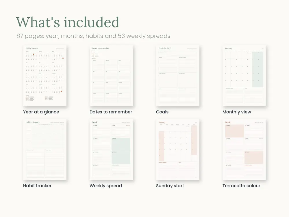2027 Printable Planner: O que inclui