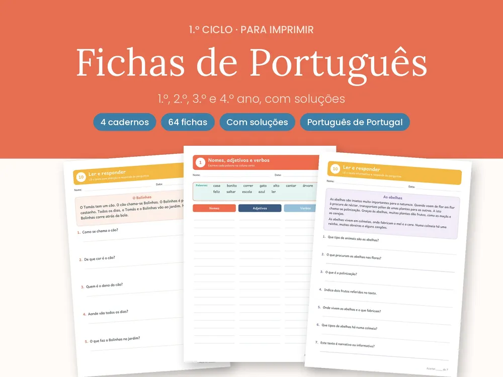 Portuguese Language Worksheets, Years 1–4
