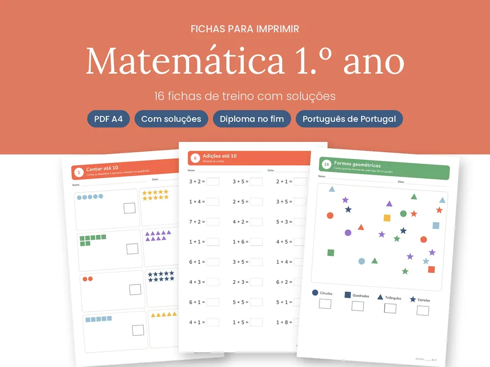 Year 1 Maths Worksheets (Portuguese)