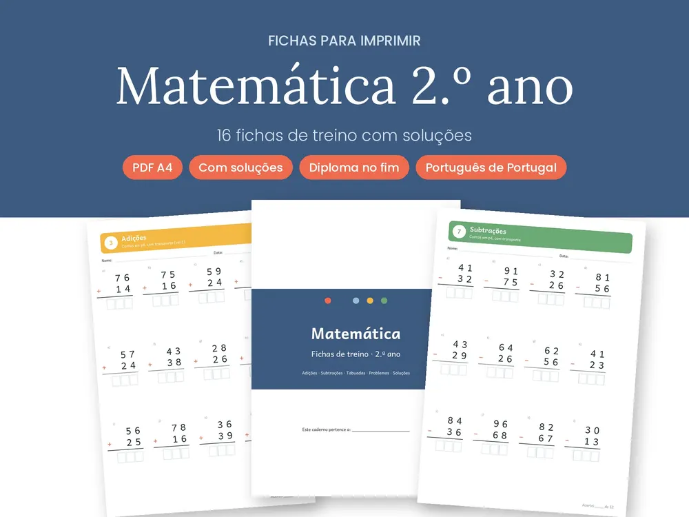 Year 2 Maths Worksheets (Portuguese)