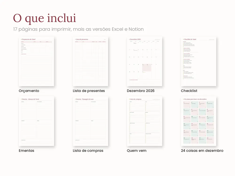 Christmas Planner (Portuguese): What's included